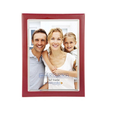 Silver Plate Enamel 5x7 Red Photo Frame Image 0