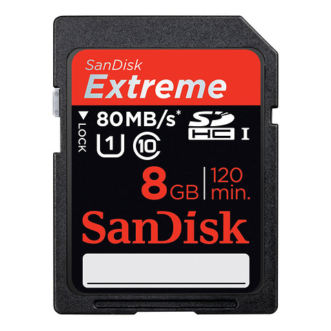 8GB SDHC Extreme Class 10 UHS-1 Memory Card Image 0