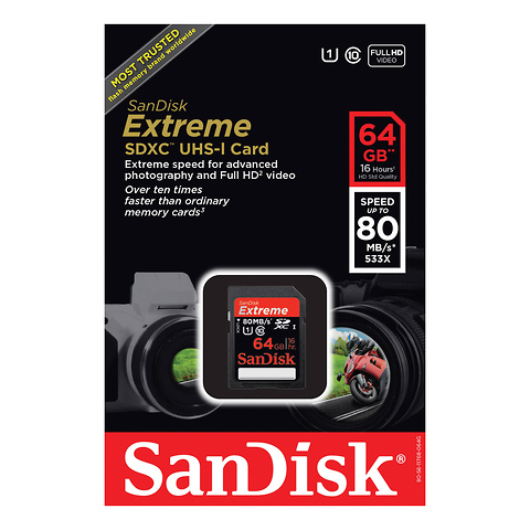 8GB SDHC Extreme Class 10 UHS-1 Memory Card Image 1