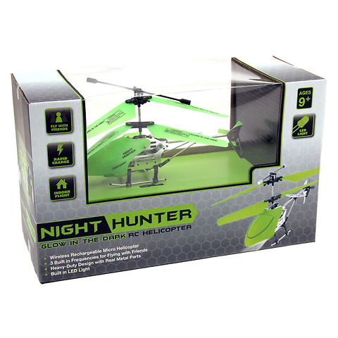Night Hunter Glow in the Dark Indoor Remote Control Helicopter (Green) Image 0