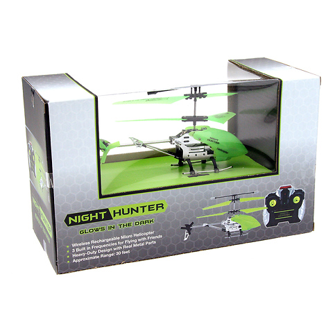 Night Hunter Glow in the Dark Indoor Remote Control Helicopter (Green) Image 1