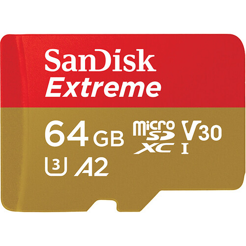 64GB Extreme UHS-I microSDXC Memory Card with SD Adapter Image 1