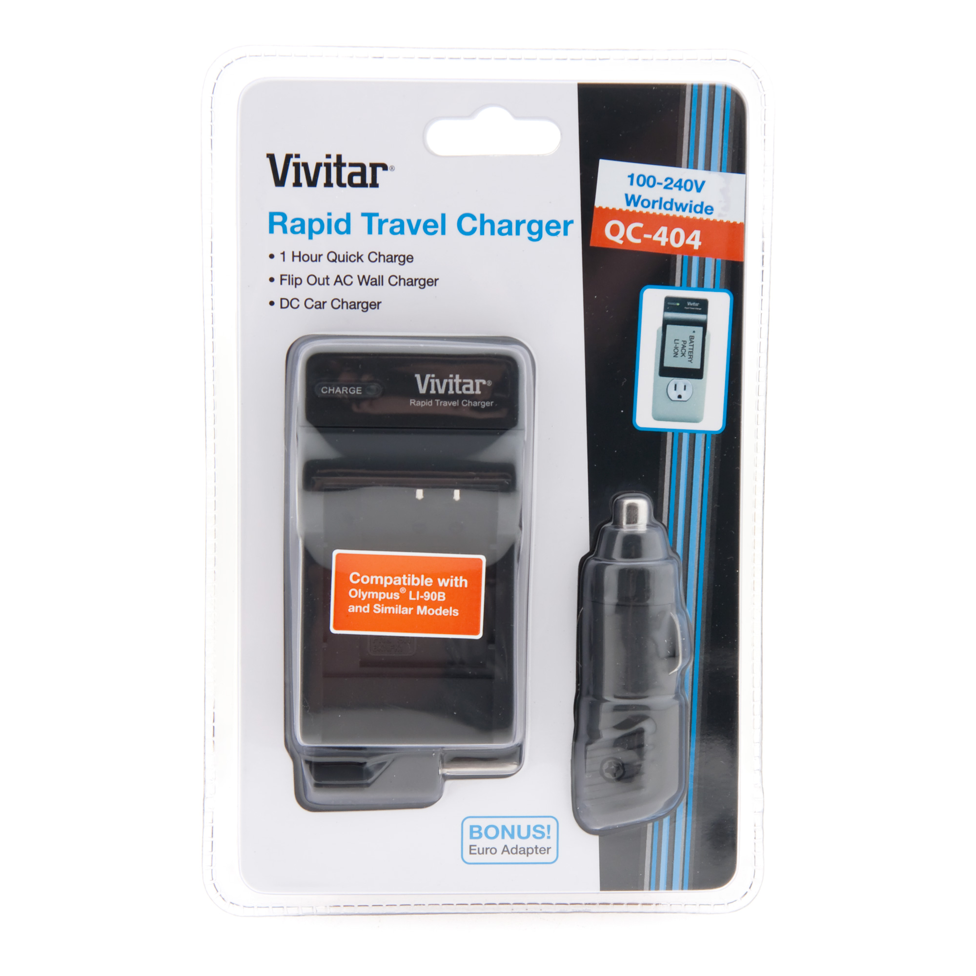 Vivitar | AC DC Rapid Travel Charger For Olympus LI-90B | VIVQC404