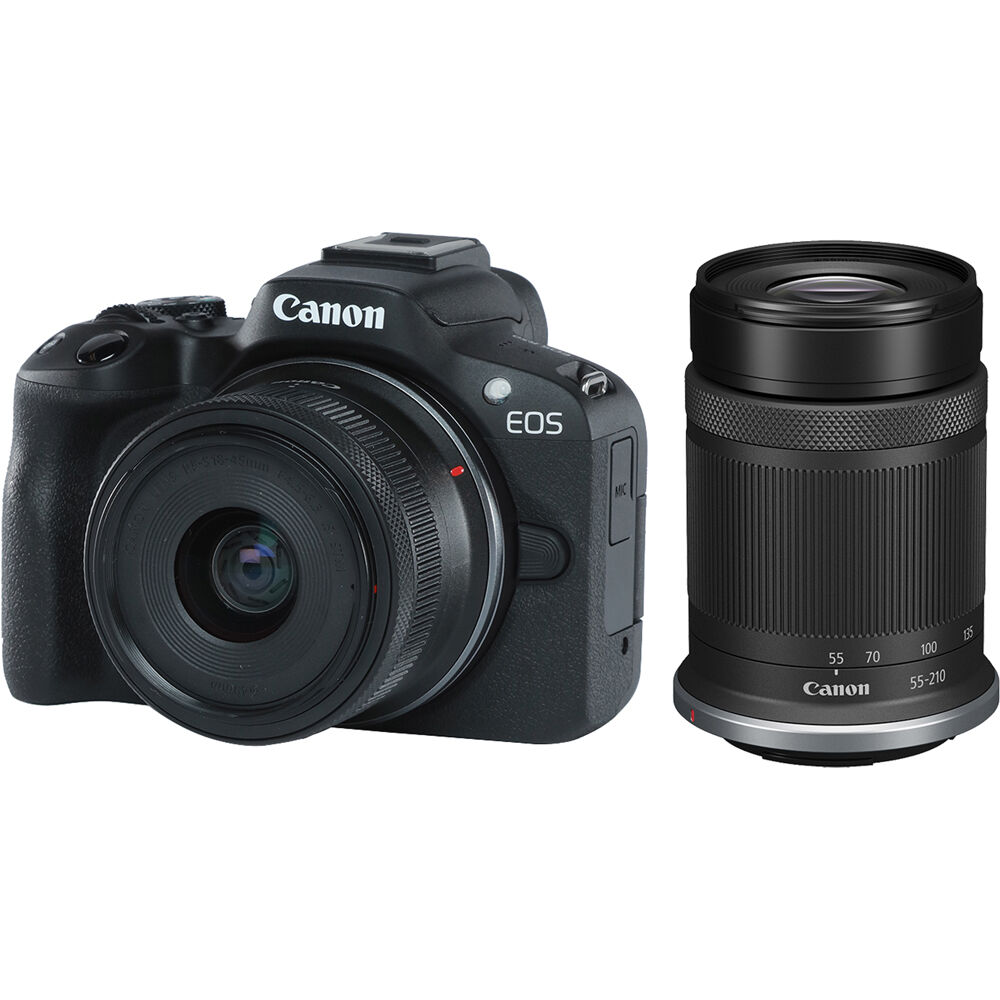 pint Civiel valuta Canon EOS R50 Mirrorless Digital Camera with 18-45mm and 55-210mm Lens  (Black)