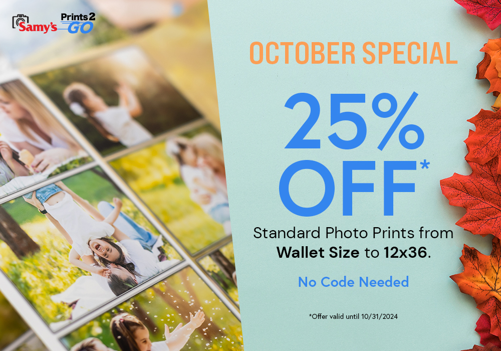 25% OFF Standard Photo Prints all Month long