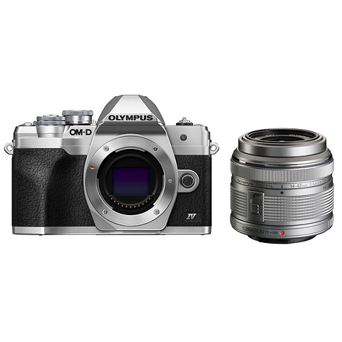 OM-D E-M10 Mark IV Mirrorless Micro Four Thirds Digital Camera Body (Silver) with M. Zuiko Digital ED 14-42mm f/3.5-5.6 II Micro 4/3 Lens (Silver) Image 0