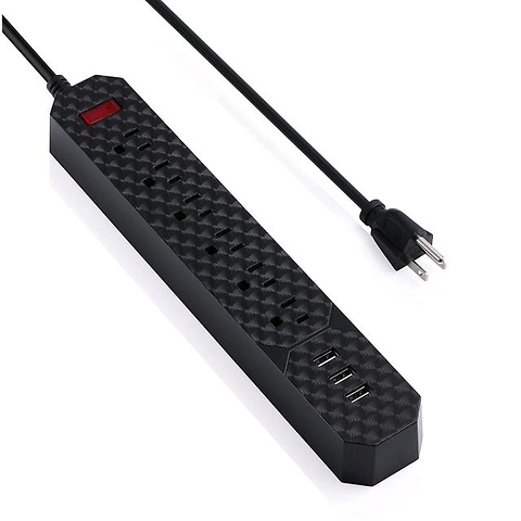 6-outlet Black Power Strip Image 0