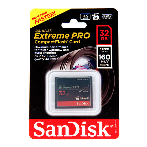 SanDisk, 32GB Extreme Pro CompactFlash Memory Card (160MB/s)
