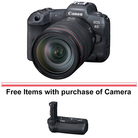 EOS R5 Mirrorless Digital Camera with 24-105mm f/4L Lens w/Canon BG-R10 Battery Grip Image 0