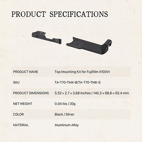 Top Mounting Kit for Fujifilm X100VI (Black) Image 4