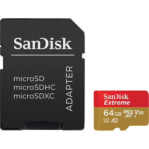 64GB Extreme UHS-I microSDXC Memory Card with SD Adapter Image 0