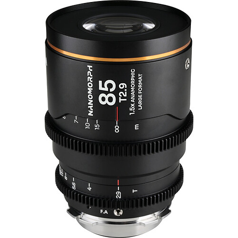 Laowa Nanomorph 85mm T2.9 1.5x LF Anamorphic Lens (ARRI PL & Canon EF, Amber Flare) Image 1